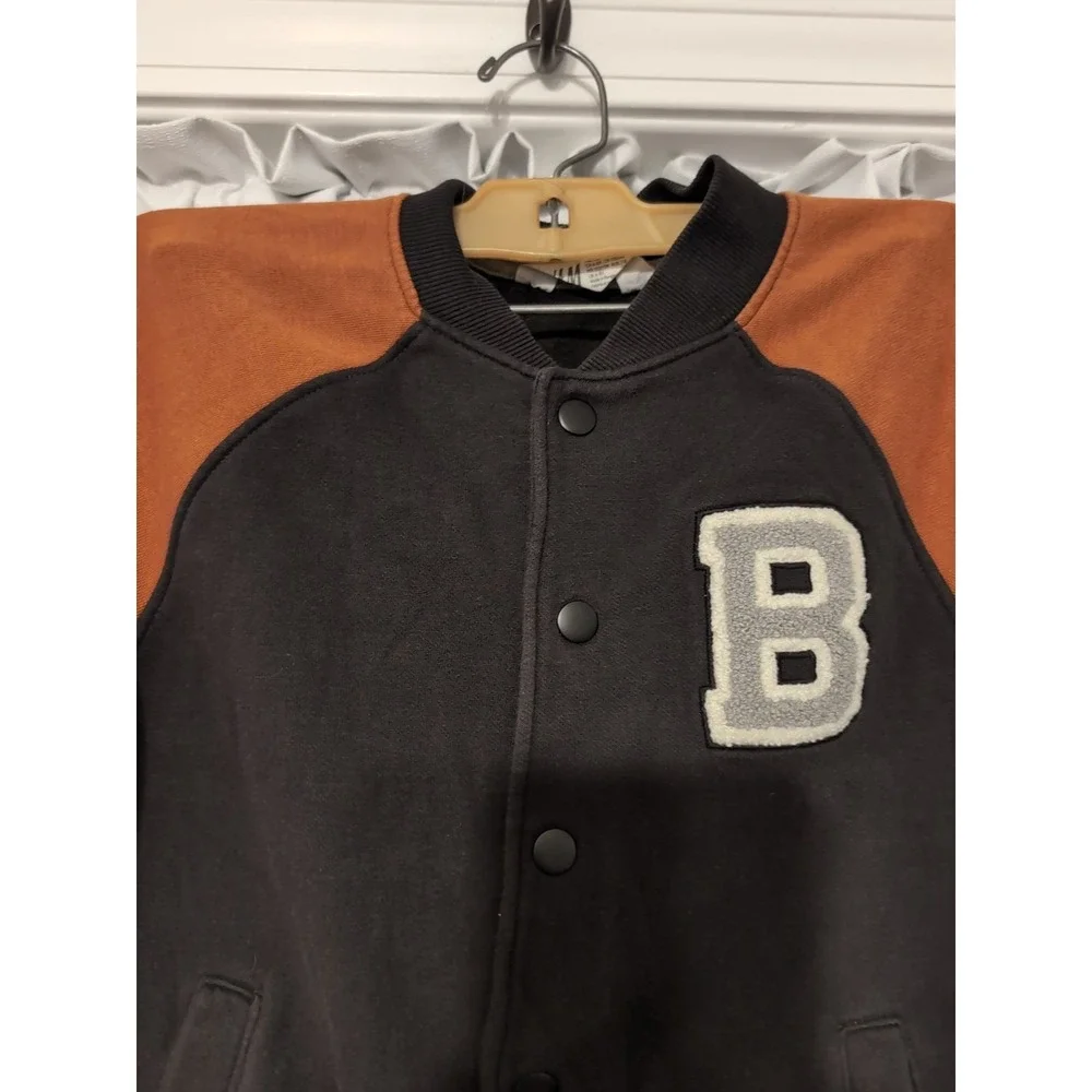 H&M Boys Snap Front Jacket‎ Size 6x/7 Brown And Black